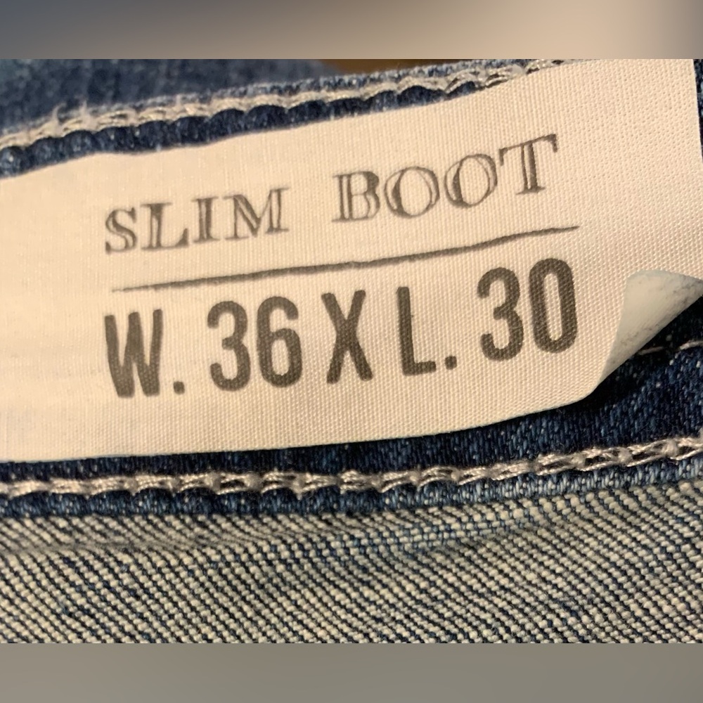 TK T.K. Axel Slim Boot Cut Medium Wash Blue Denim Jeans Men’s 36 x 30 - Picture 7 of 10